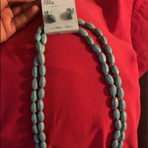 Brand New Teal 2pc Necklace/Earrings Set
